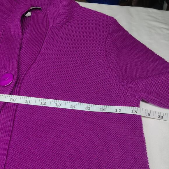 Kinross Garter Stitch Cotton Boxy Fisherman Cardigan Black Cherry XS Heritage - Picture 9 of 10
